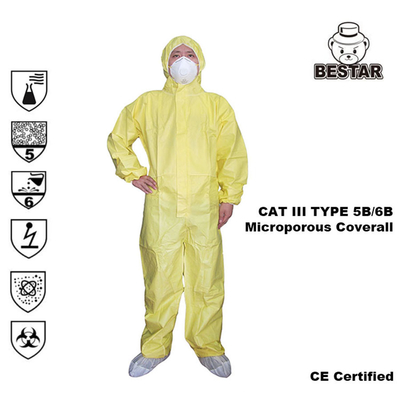 Jednorazowe kombinezony medyczne Cat III Type 5B/6B Chemiczny kombinezon ochronny do szpitala